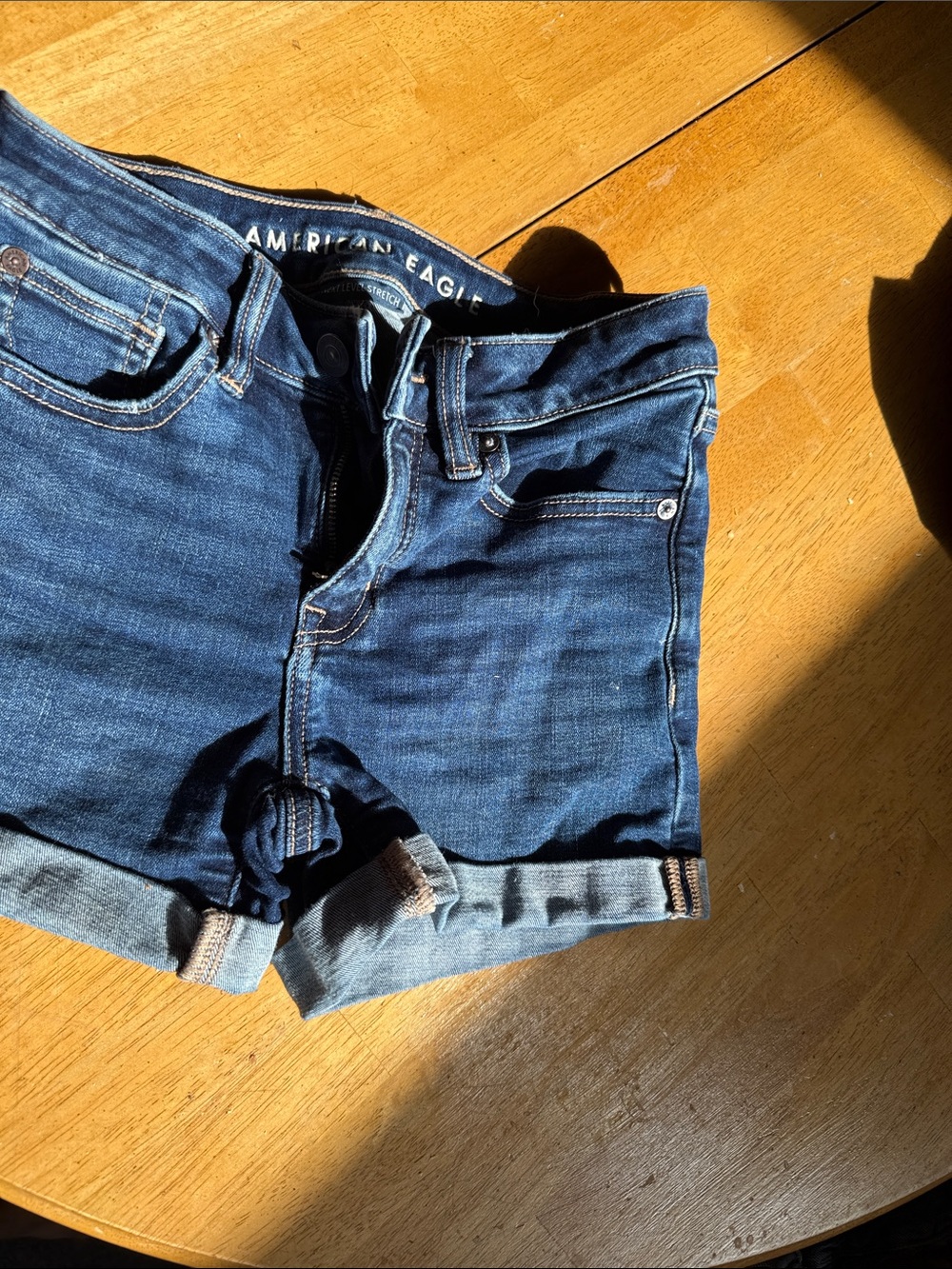 American Eagle Outfitters Blue Denim Rolled-Hem Women's Shorts
